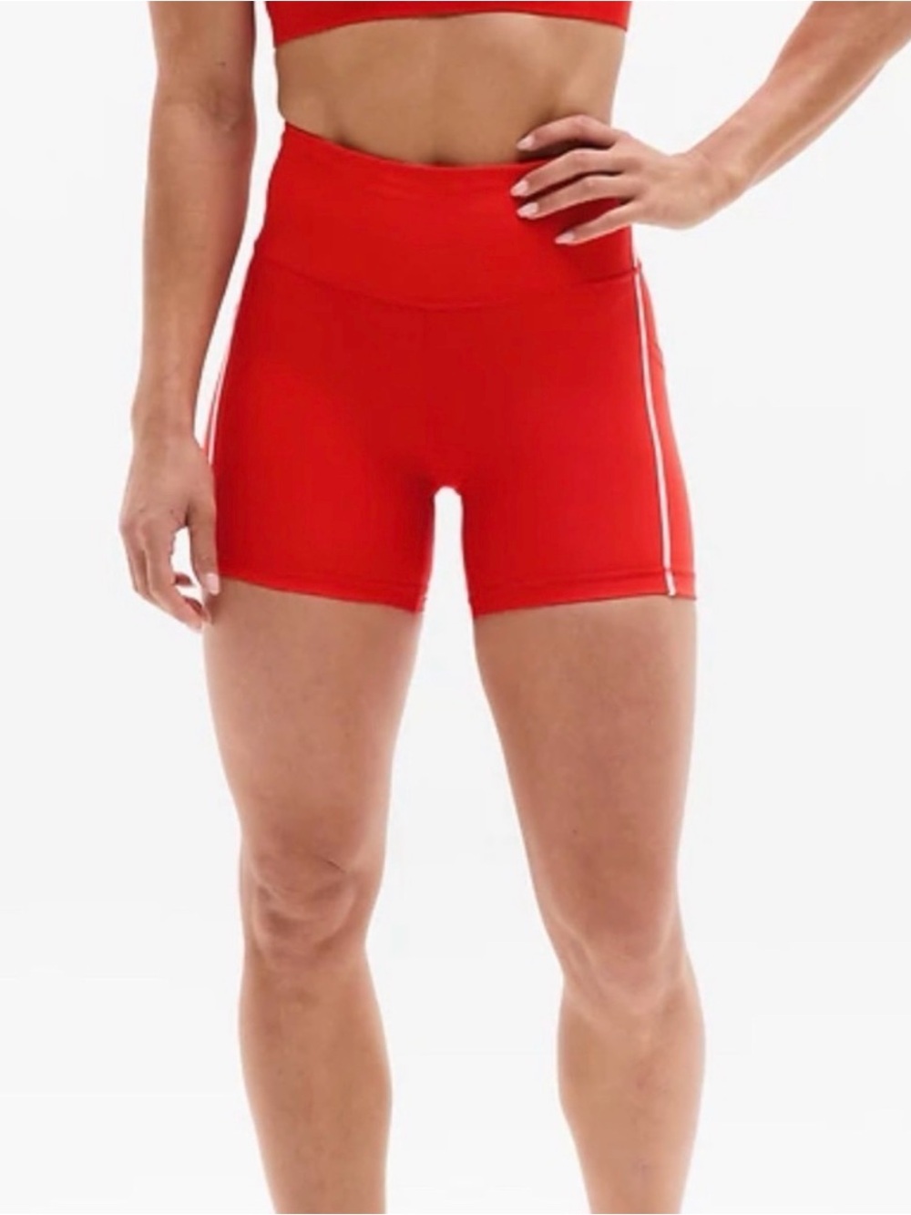 Athleta Red High-Rise Bike Shorts